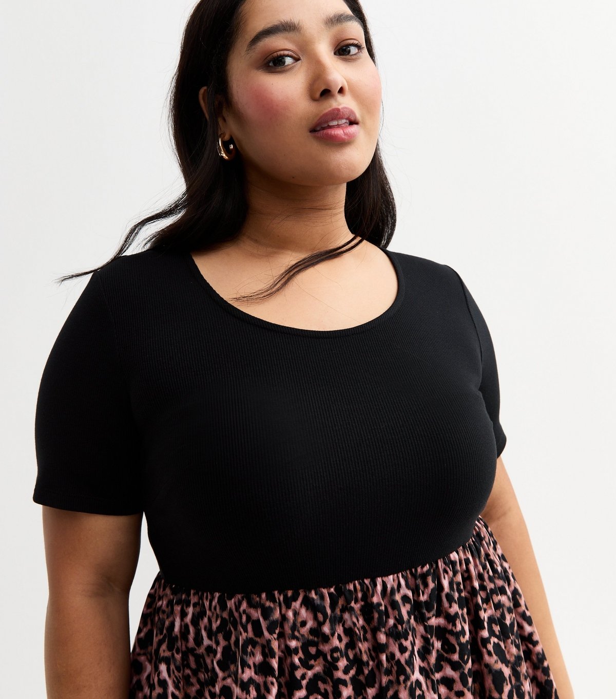 New Look Women's Plus Size Brown Leopard Print Poplin Midi Dress Curves New Look - 2