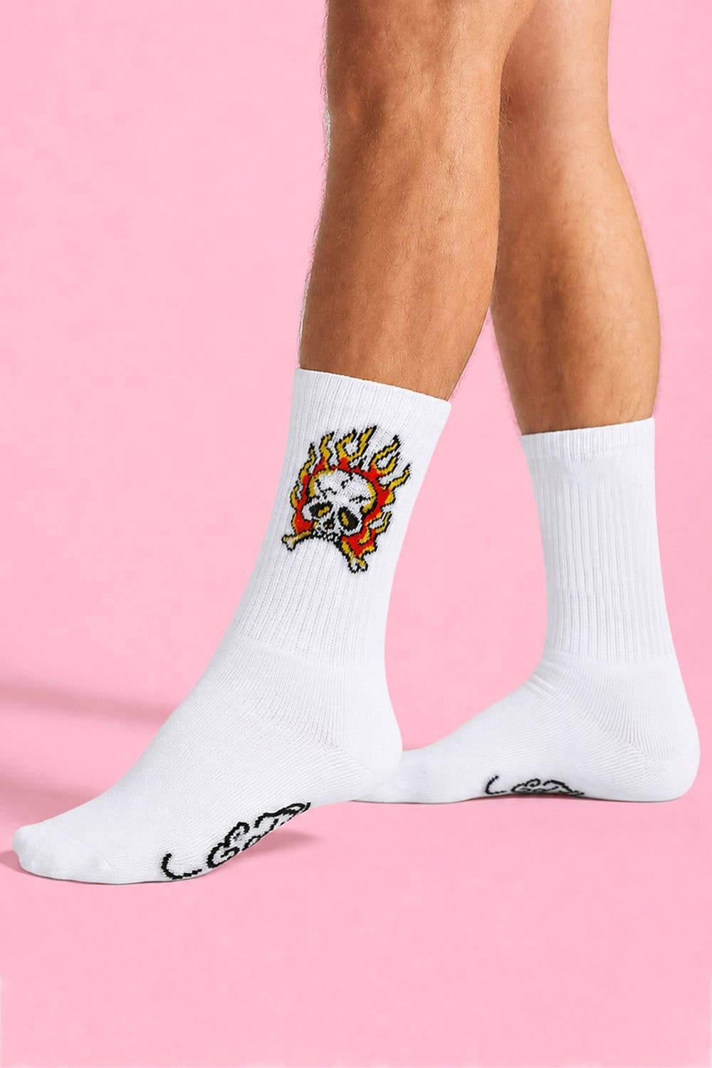 Ed Hardy Ed Hardy Men's 5 Pack Crew Socks Skull Pattern Soft Breathable Casual Socks in White - 4