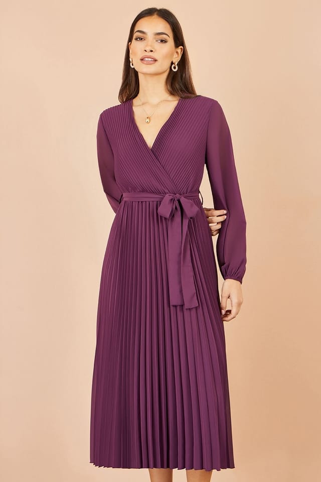 Yumi Yumi Women's Pleated Wrap Midi Dress in Purple - 2