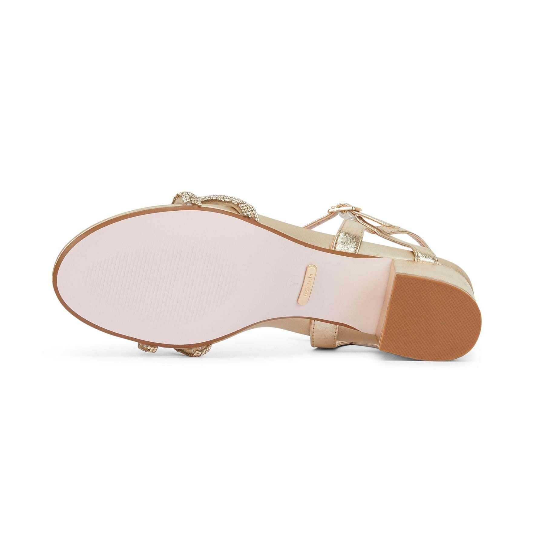 MALOW LONDON MALOW LONDON Women's Lana Heeled Sandals Buckle Strap PU Open Toe Block Heel Shoes in Gold - 4