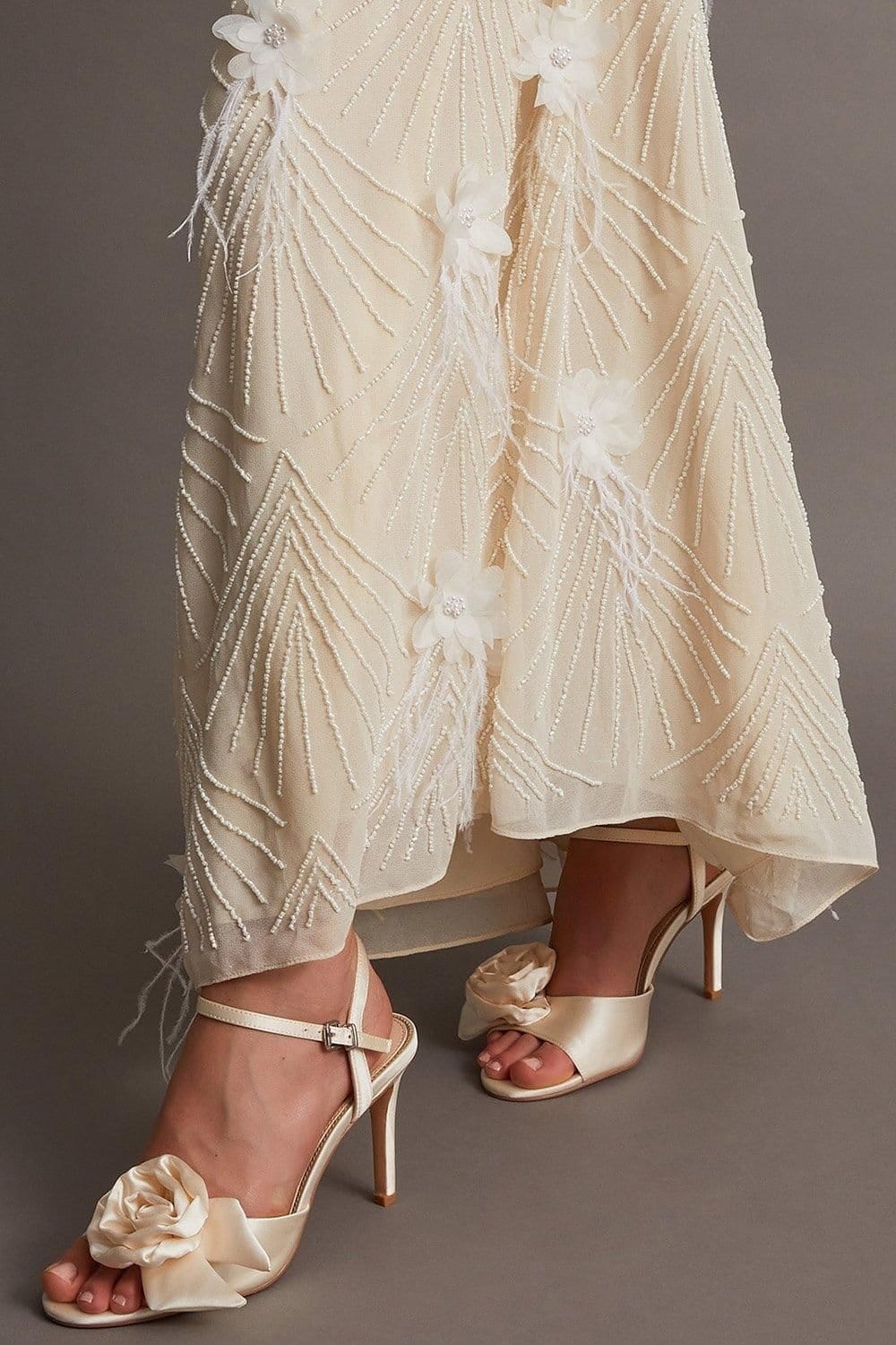 Monsoon Monsoon Women's Satin Corsage Stilettos Ivory - 4