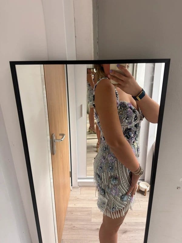 ASOS Purple Beaded Halter Mini Dress