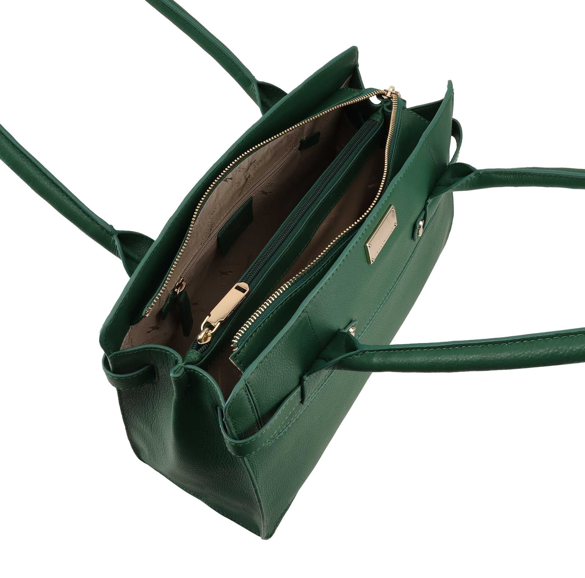 Paul Costelloe Paul Costelloe Women's Tirso Leather Shoulder Bag in Dark Green - 4