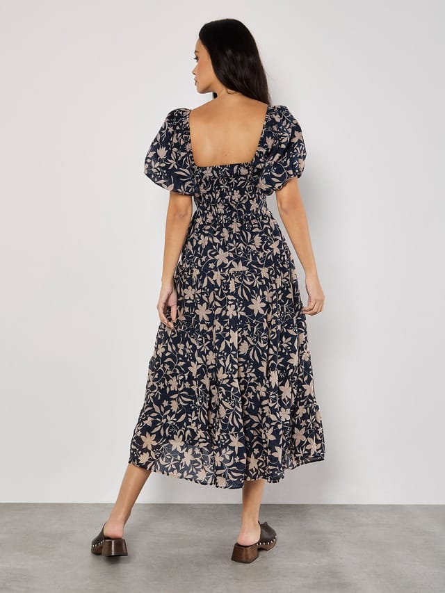 Apricot Apricot Women's Sarasa Floral Tiered Midi Dress in Navy - 3