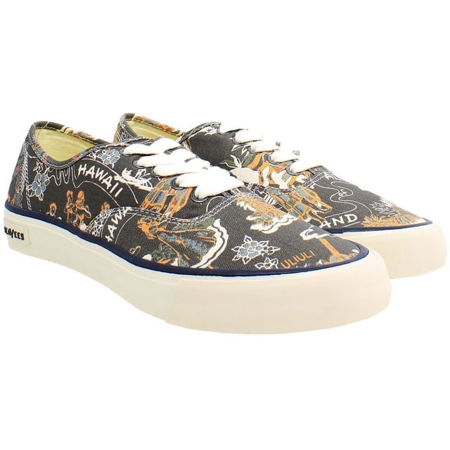 Seavees Seavees Men's Legend Beachcomber Lace-Up Black Canvas Shoes - 2