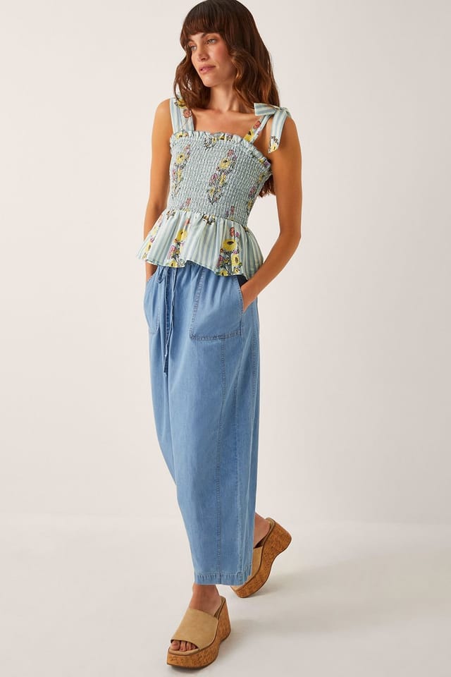 Monsoon Monsoon Women's Lucille Floral Stripe Smocked Top Blue - 3