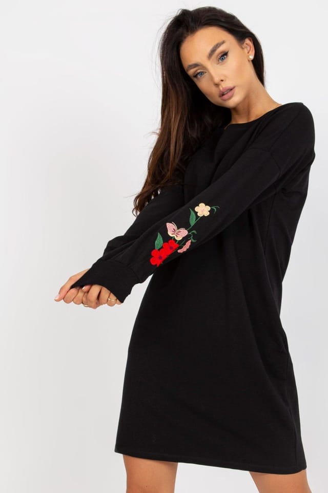 Love Lace Love Lace Women's Embroidered Long Sleeve Tracksuit Dress Style 168738 in Black - 2