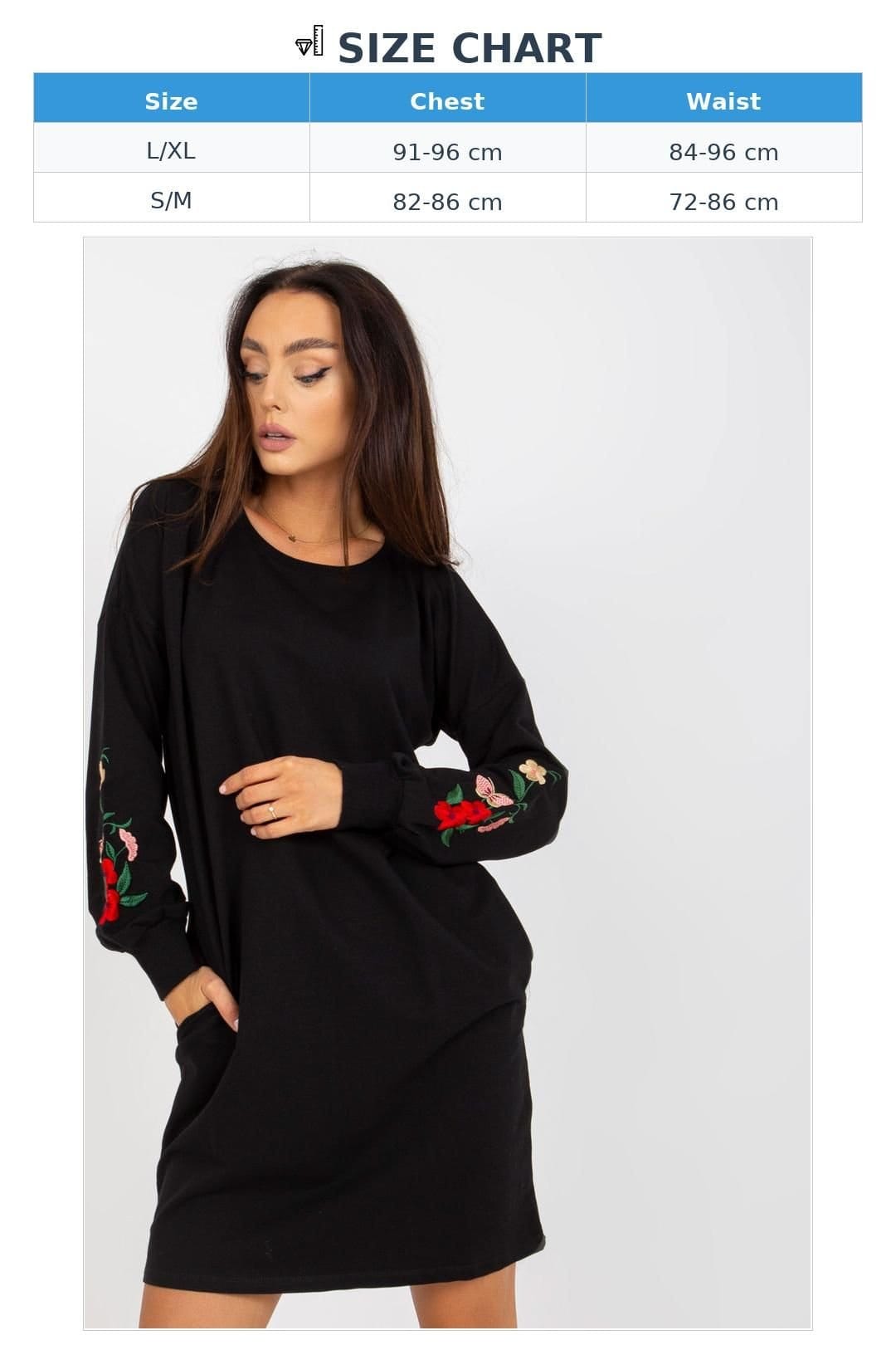 Love Lace Love Lace Women's Embroidered Long Sleeve Tracksuit Dress Style 168738 in Black - 4