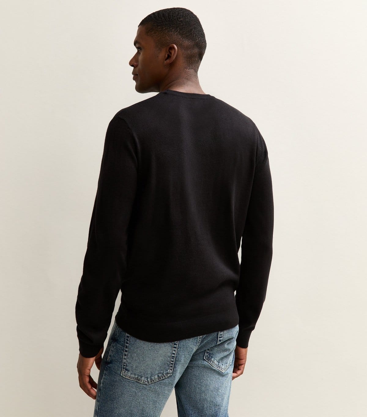 New Look Men's Black Slim Fit Crew Neck Jumper New Look - 4