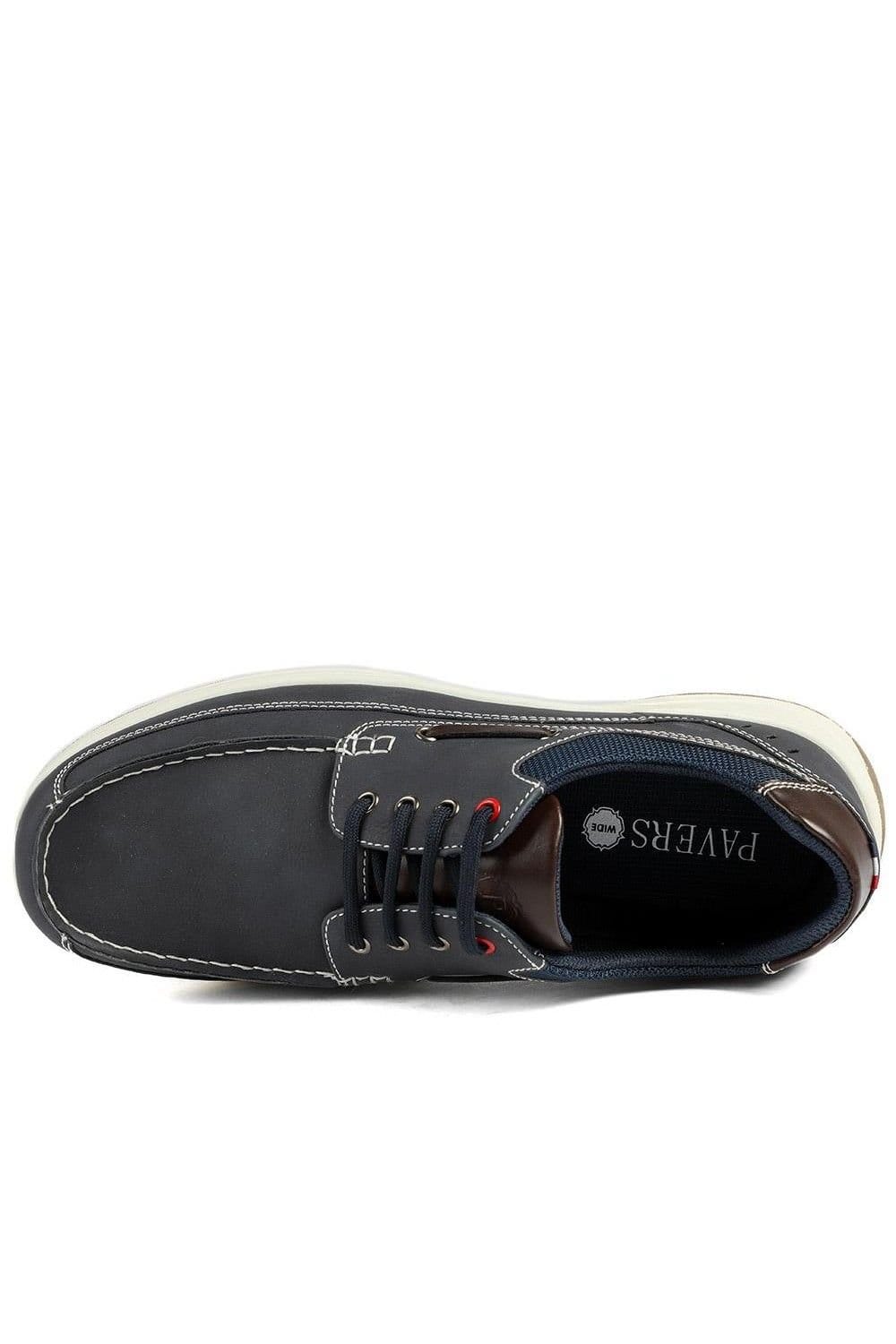 Pavers Pavers Men's Wide Fit Lightweight Lace Up Shoes in Navy - 4