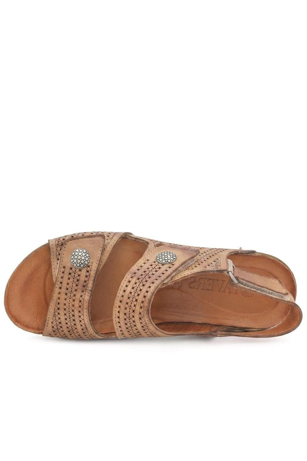 Pavers Pavers Women's Leather Triple Adjustable Strap Sandals in Tan - 4