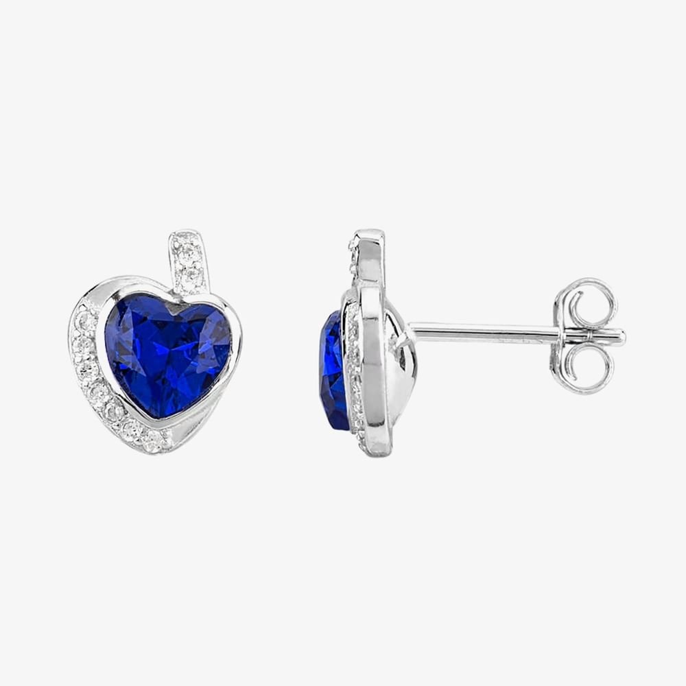 T.H.Baker T.H.Baker Women's Silver Blue Cubic Zirconia Wrapped Heart Pendant & Earring Set E614598+E614598-P - 2