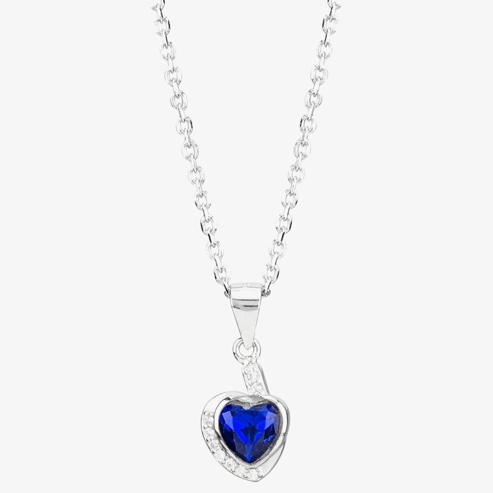 T.H.Baker T.H.Baker Women's Silver Blue Cubic Zirconia Wrapped Heart Pendant & Earring Set E614598+E614598-P - 3