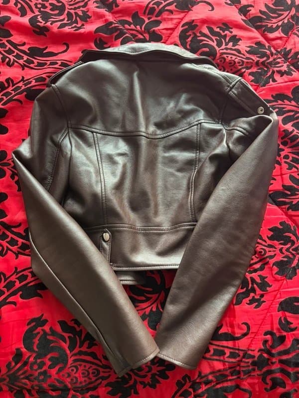 Bershka Brown Cropped Leather Jacket XS
