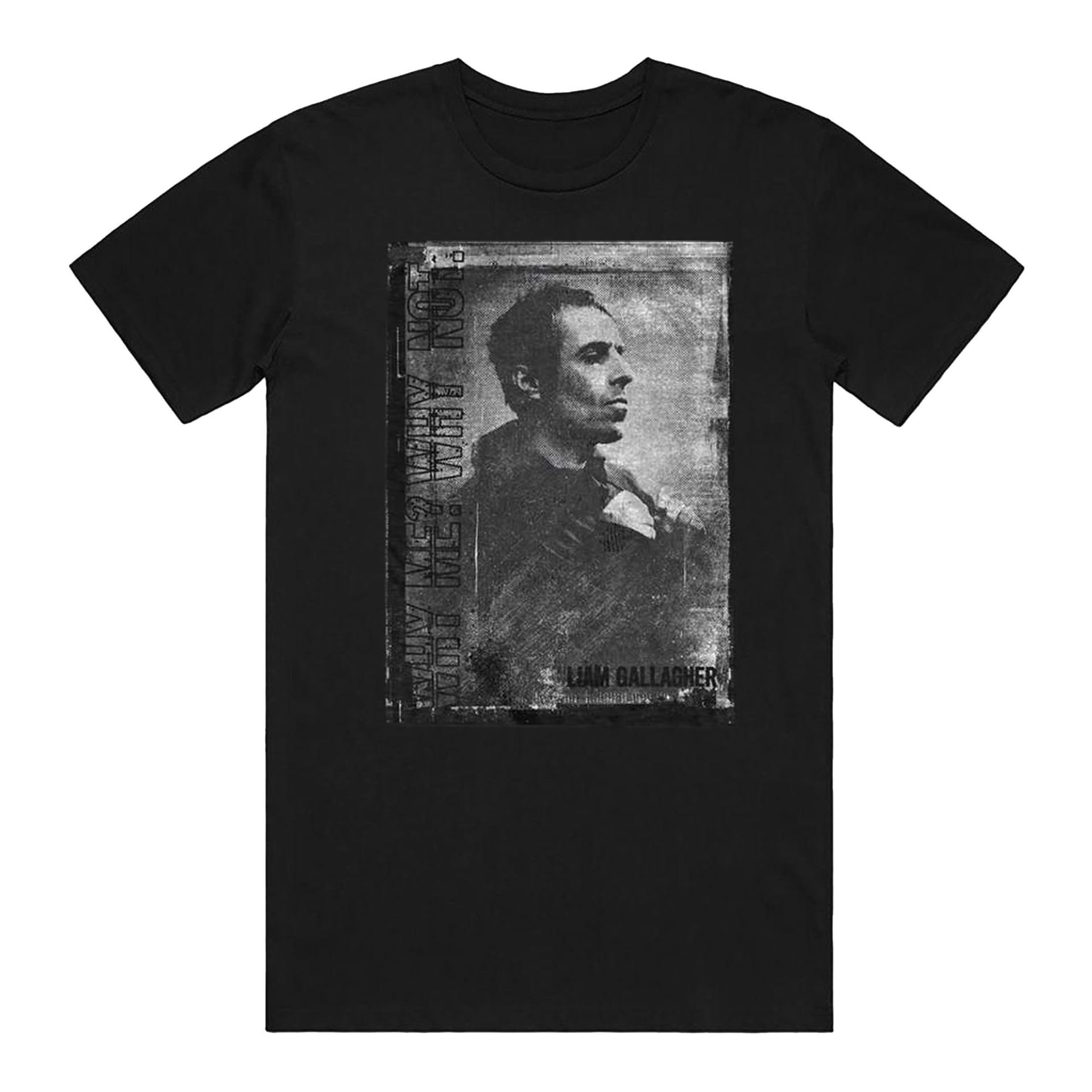 Liam Gallagher Men's Monochrome Cotton T-Shirt in Black