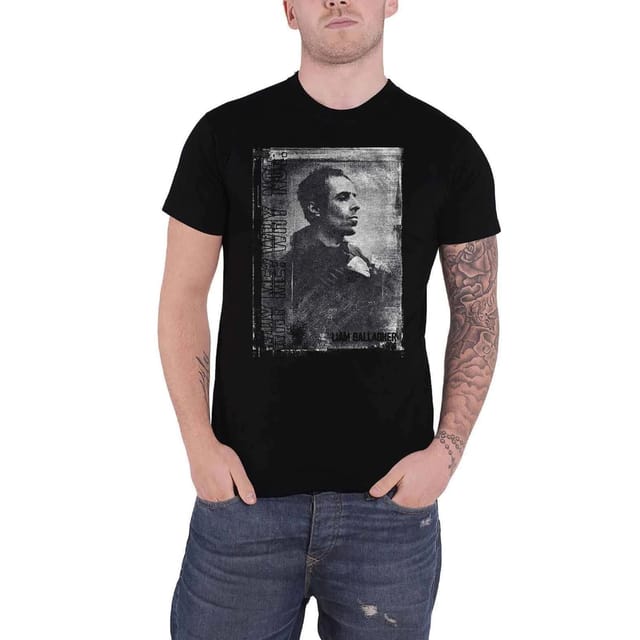Liam Gallagher Liam Gallagher Men's Monochrome Cotton T-Shirt in Black - 3