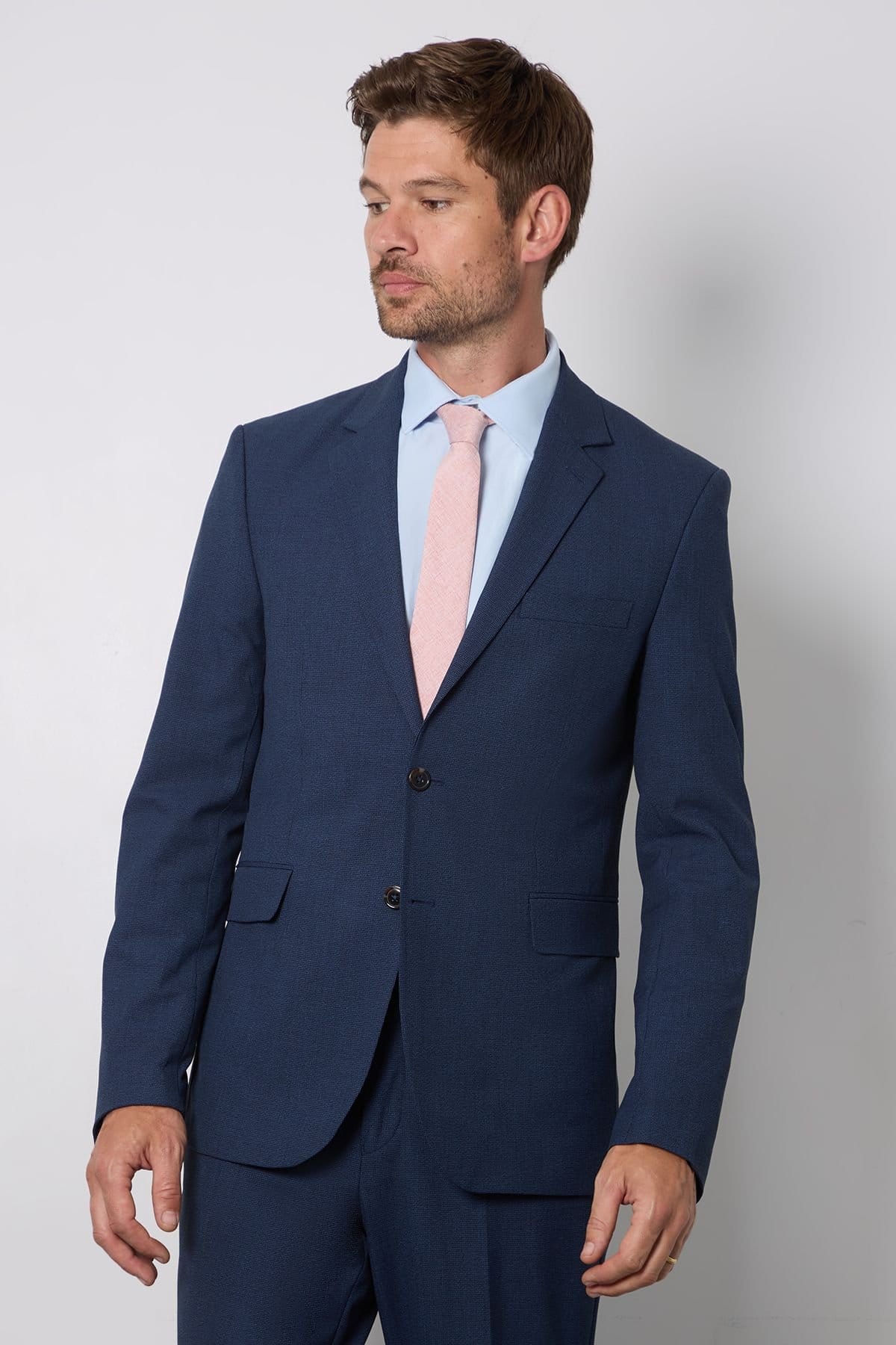 Burton Men's Navy Marl Slim Fit Suit Jacket