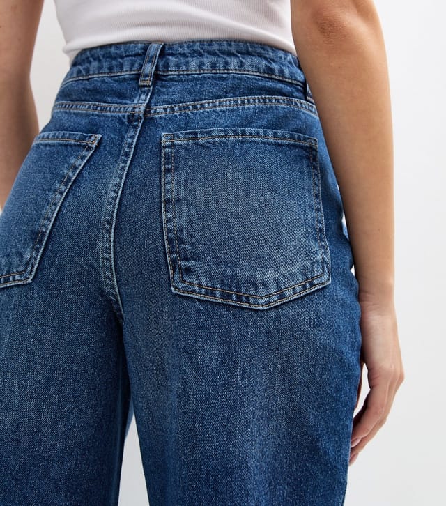 New Look Women's Blue Buttoned Pocket Wide Leg Jeans New Look - 3