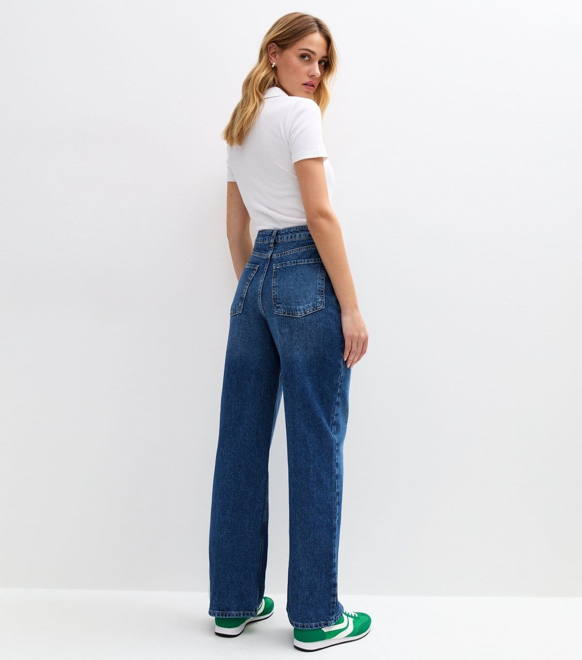 New Look Women's Blue Buttoned Pocket Wide Leg Jeans New Look - 4