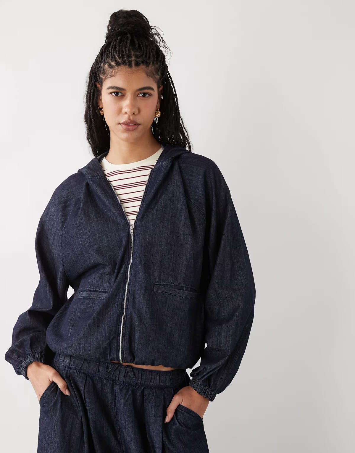 ASOS COLLUSION hooded denim track jacket co ord in rinse wash - 1