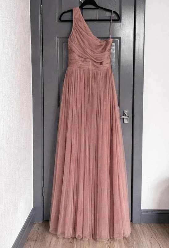 Lace & Beads Lace & Beads Bridesmaid/ elegant tulle one shoulder maxi dress in taupe BNWT Size 14 UK RRP £80