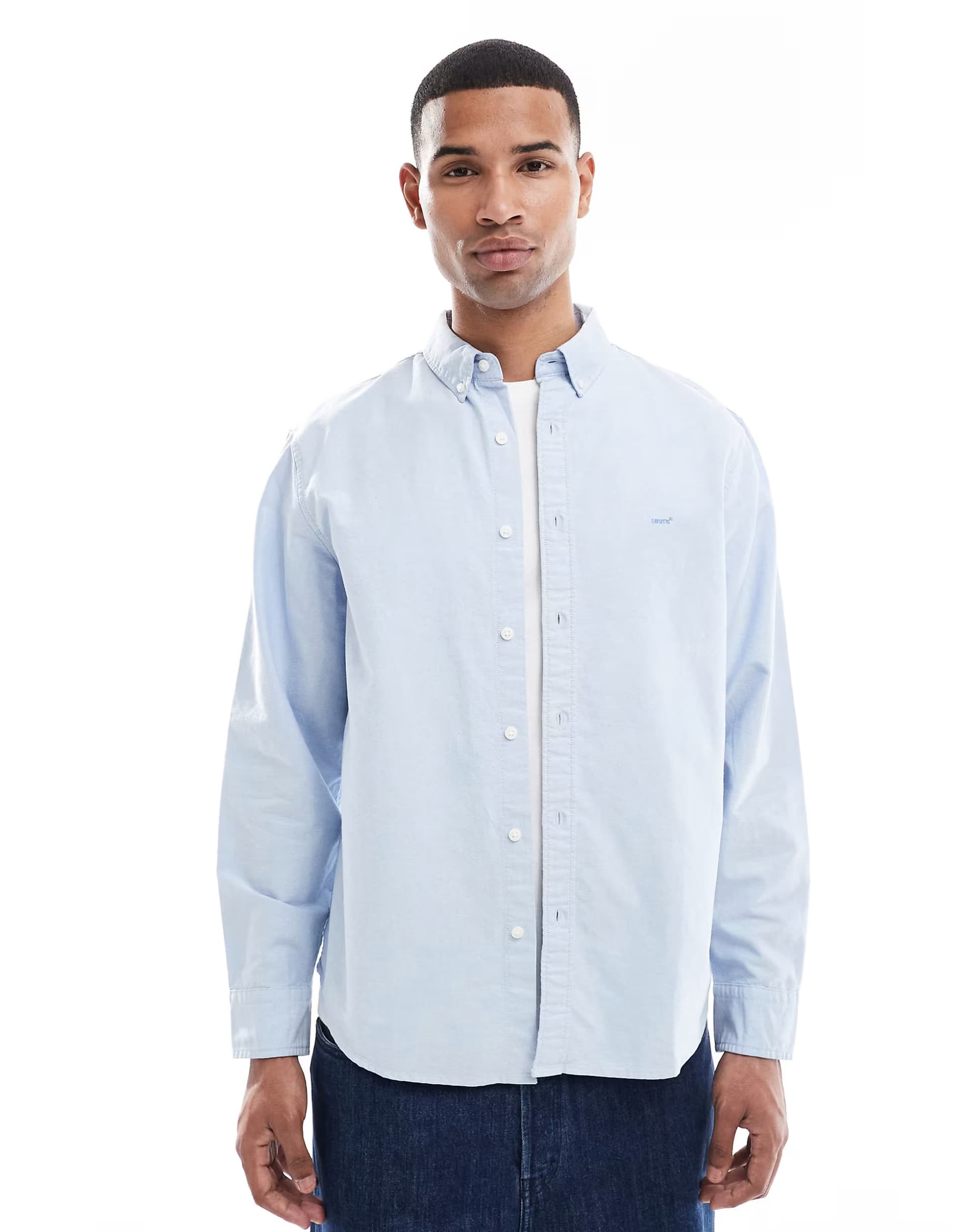 ASOS Levi's authentic tonal logo button down oxford shirt relaxed fit in light blue