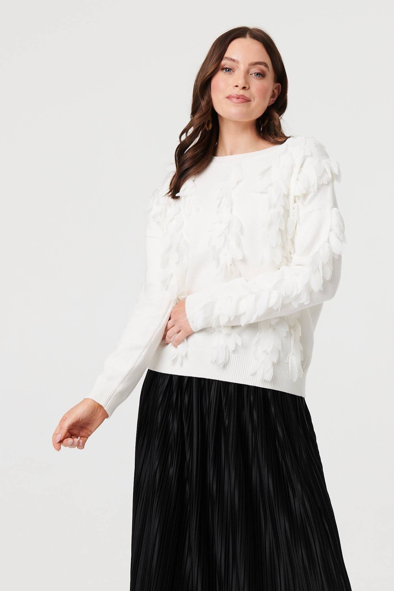 Izabel London Izabel London White Feather Jumper for Women