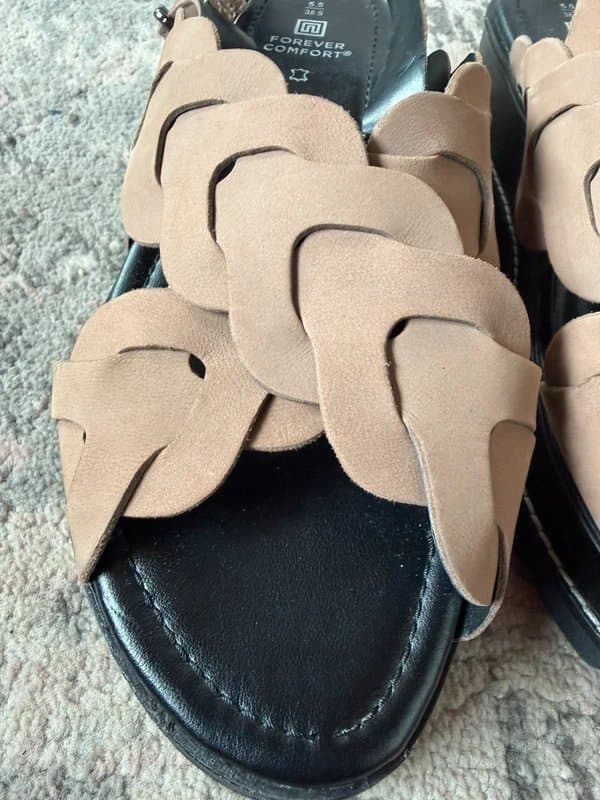 Next Mink brown leather flatform sandals from Next. Size 5.5