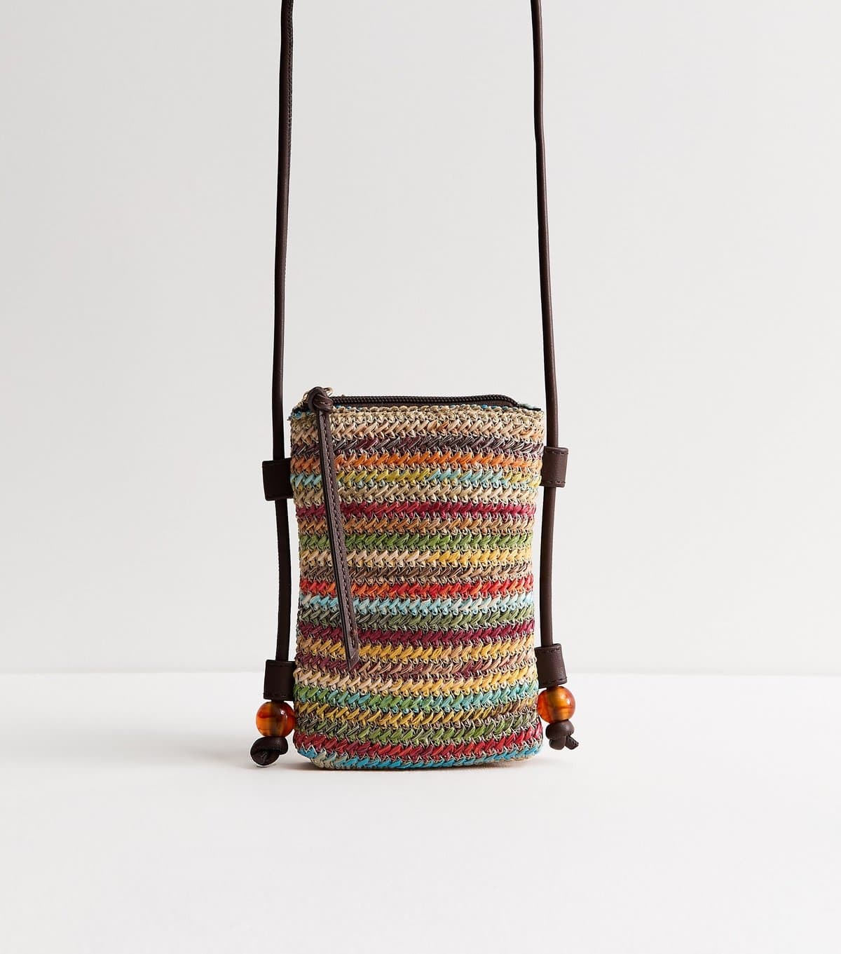 New Look Multicolour Woven Striped Phone Bag New Look