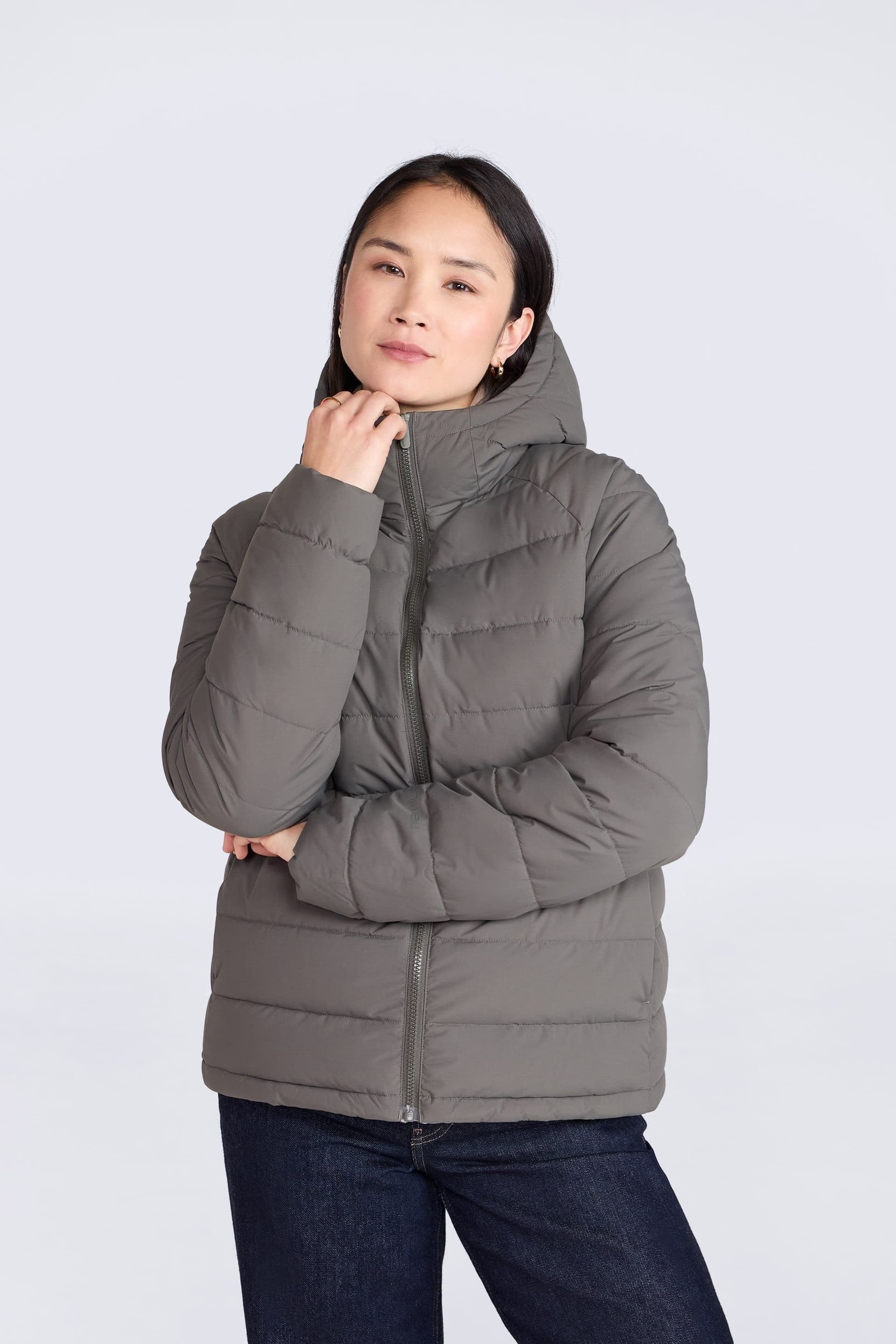 Animal Animal Women's 'Light Cloud Cosi' Water Resistant Zipped Pockets Cosy Padded Jacket in Khaki