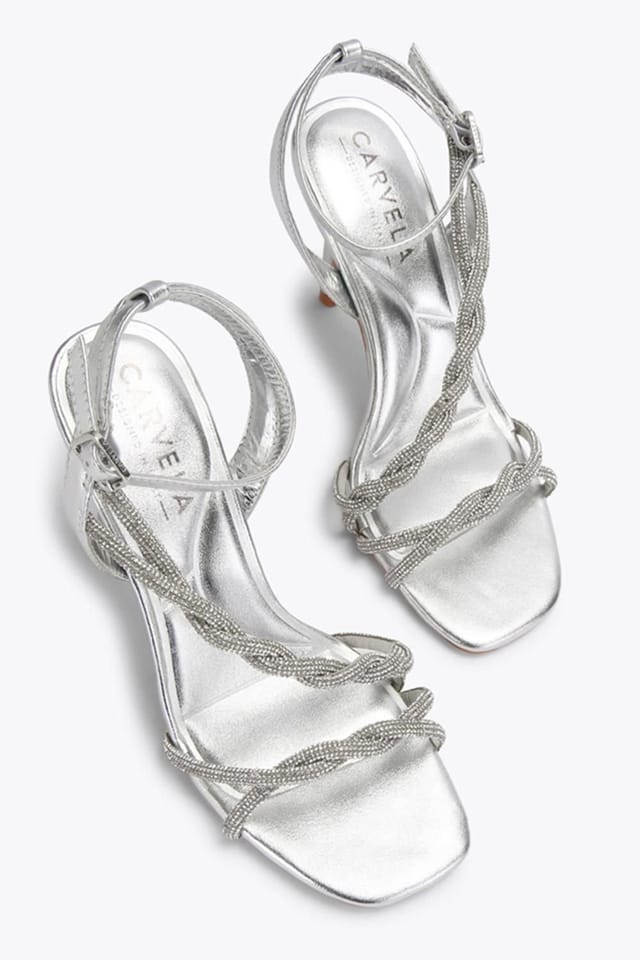 Carvela Carvela Women's 'Loopi Sandal' Fabric Heels in Silver - 2