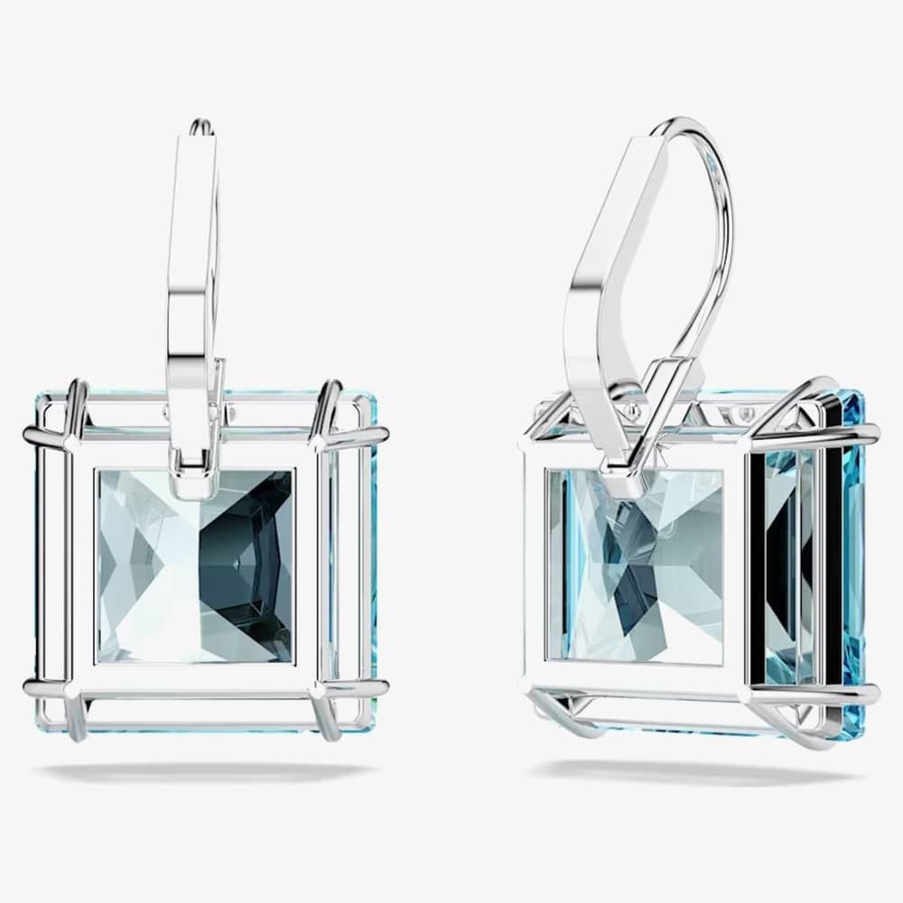 Swarovski Swarovski Women's Millenia Blue Square Cut Dropper Earrings 5619472 in Silver - 4