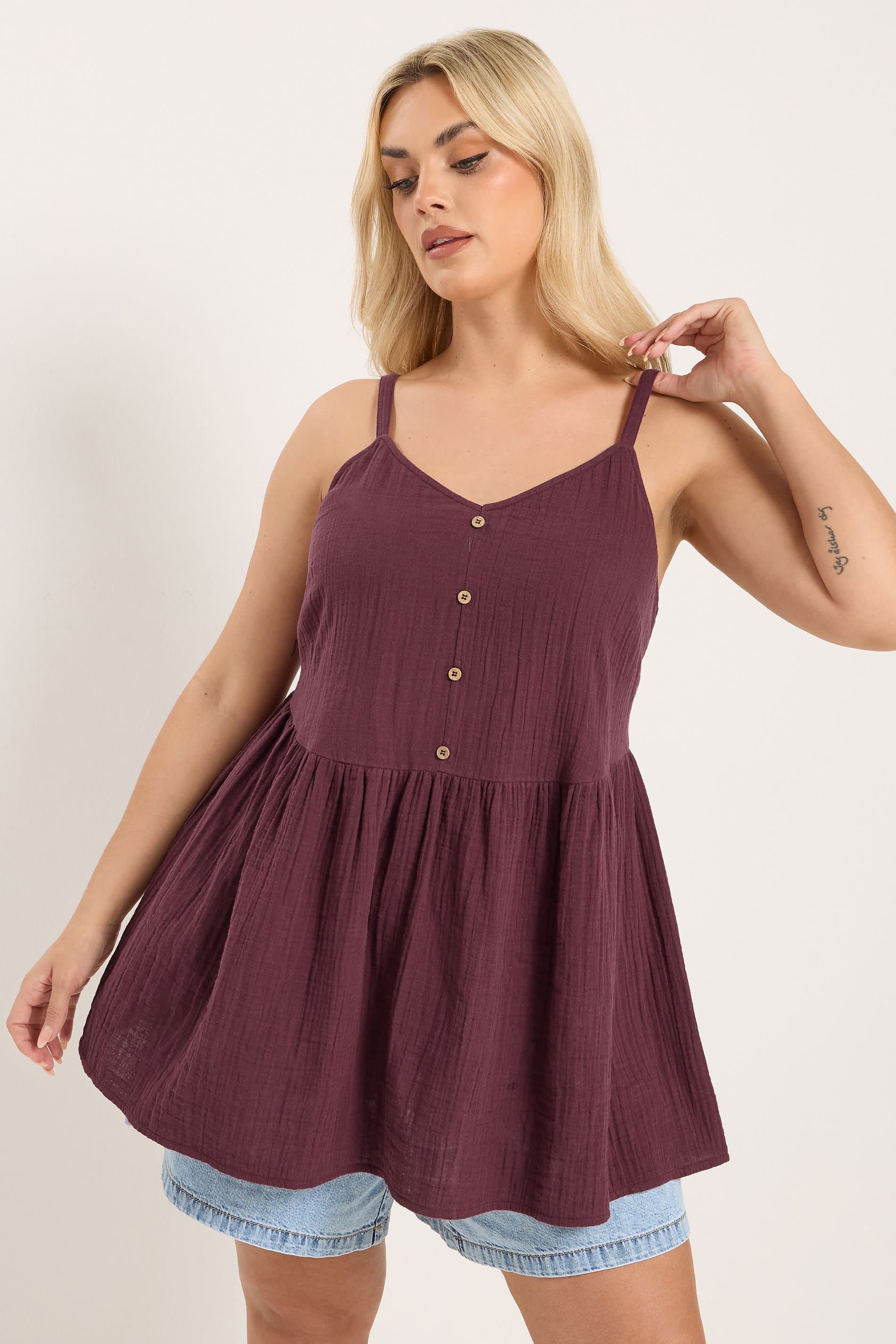 Yours Plus Size Purple Cheesecloth Sleeveless Top