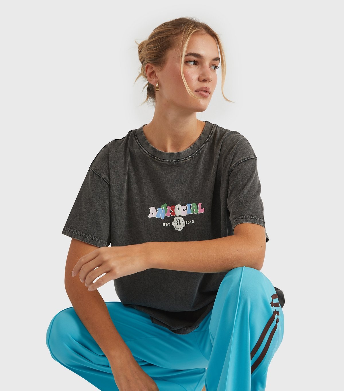 Skinnydip Women's Dark Grey Antisocial T-Shirt Skinnydip New Look - 3