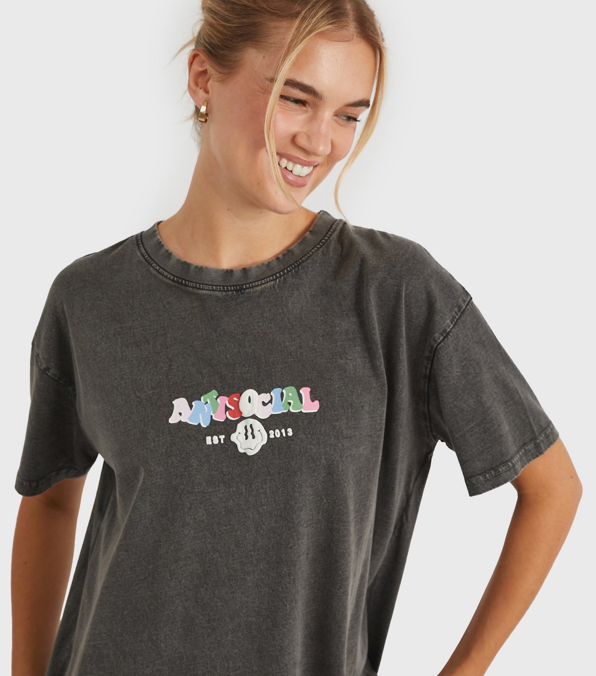 Skinnydip Women's Dark Grey Antisocial T-Shirt Skinnydip New Look - 4