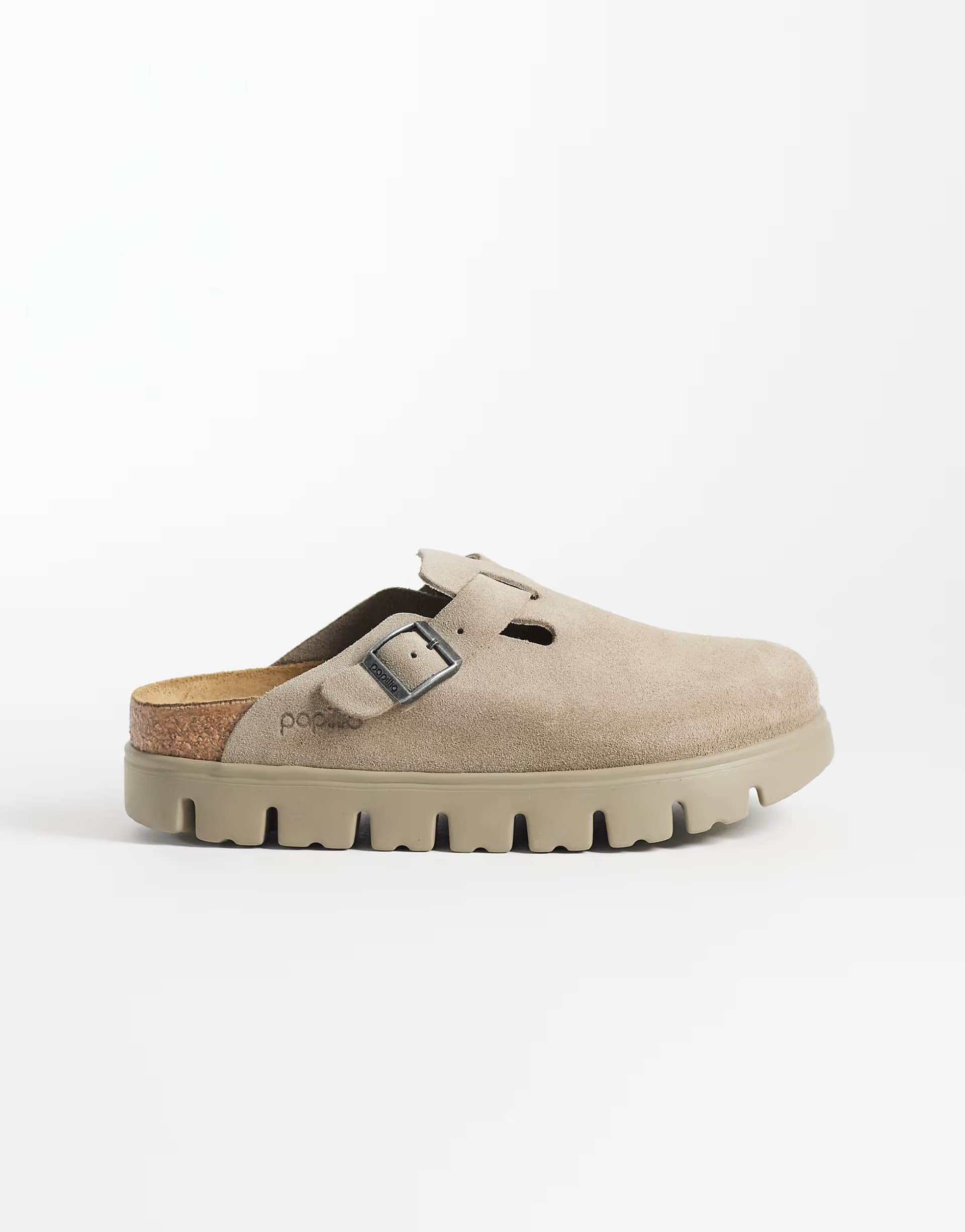 ASOS Birkenstock Boston narrow fit suede chunky clogs in taupe