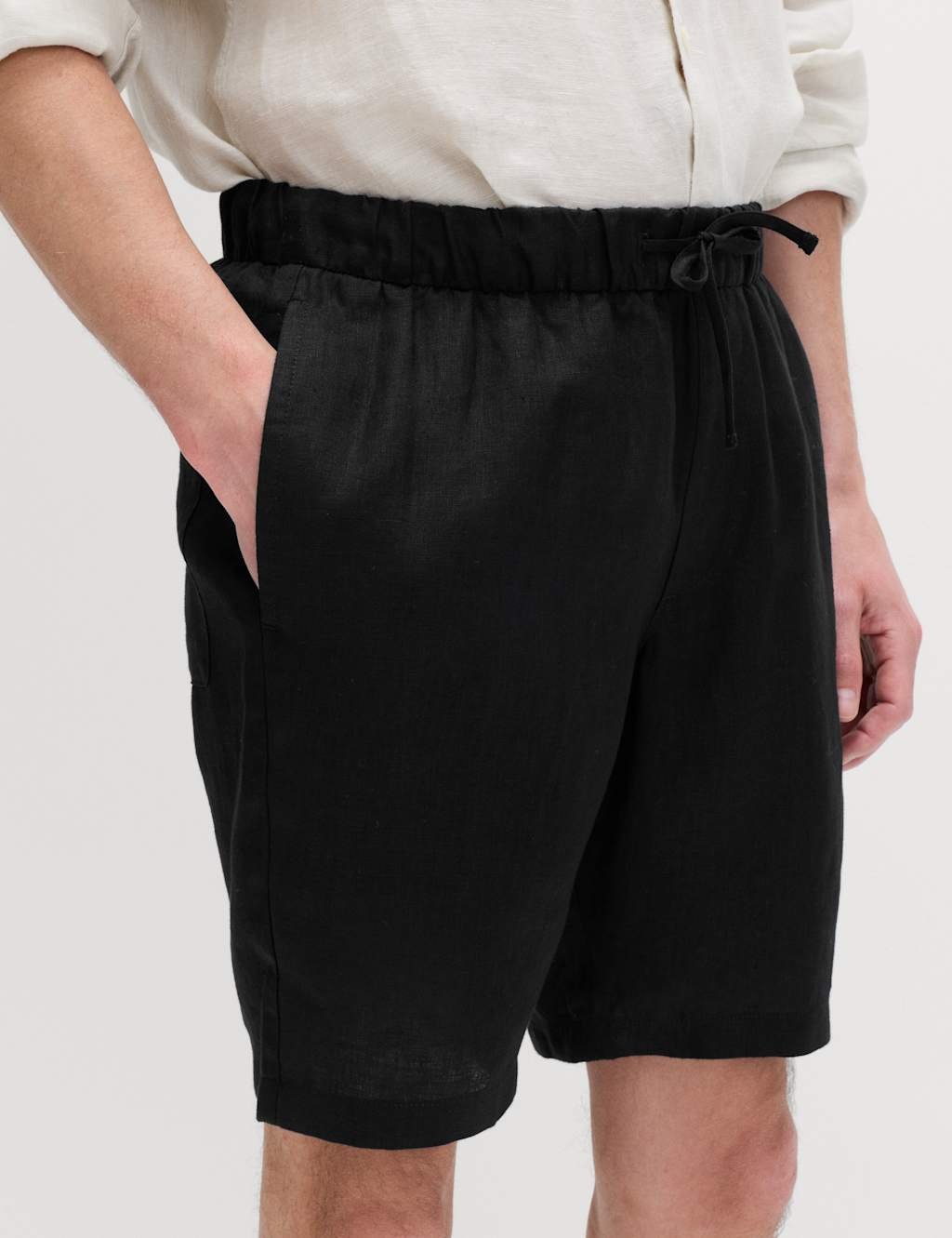 Marks & Spencer M&S Pure Linen Lighter Weight Shorts Black - 2