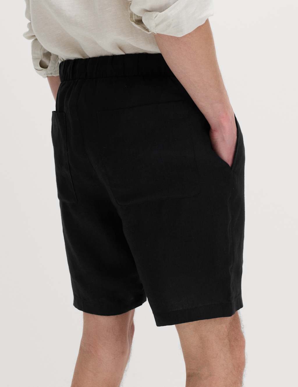 Marks & Spencer M&S Pure Linen Lighter Weight Shorts Black - 3