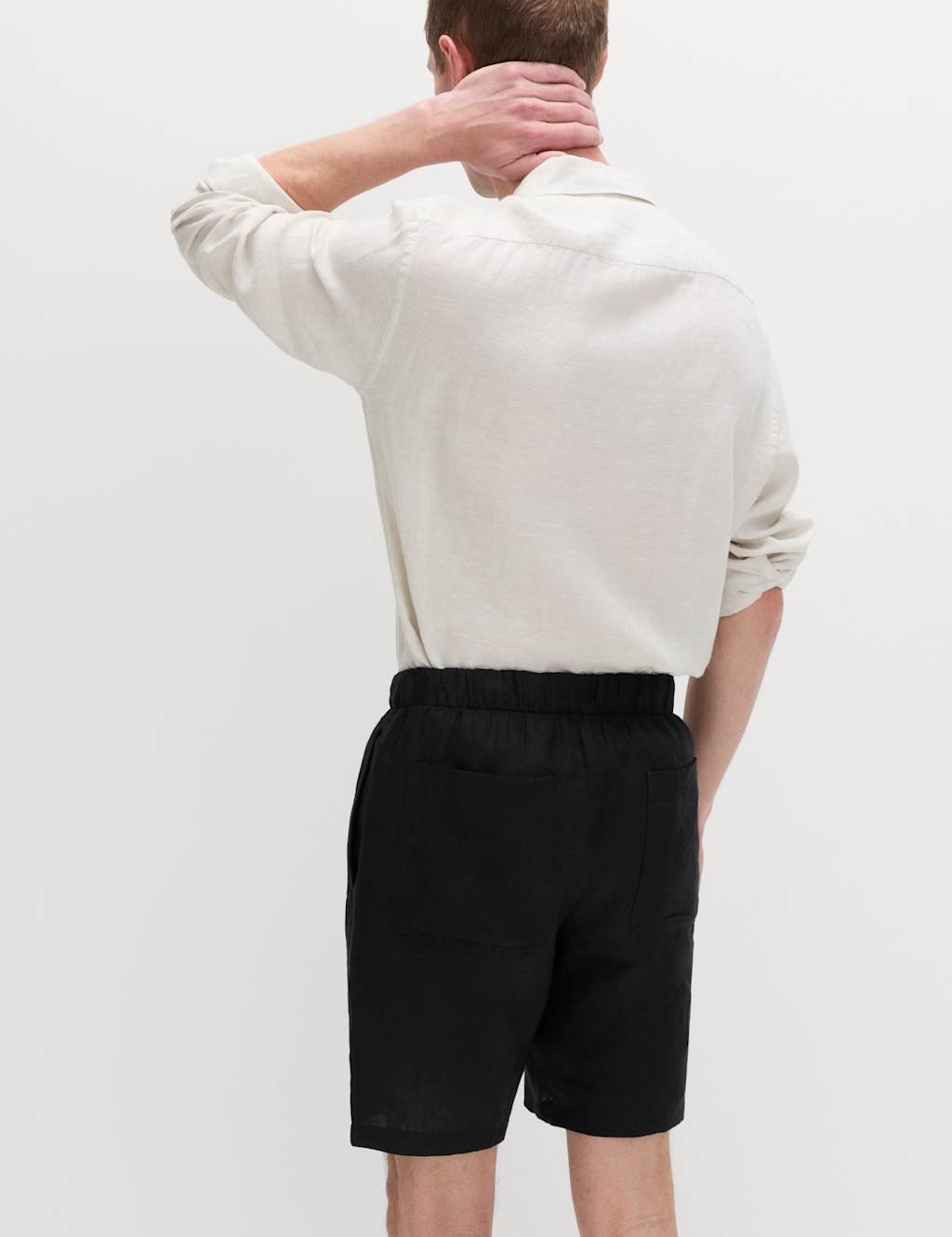 Marks & Spencer M&S Pure Linen Lighter Weight Shorts Black - 4