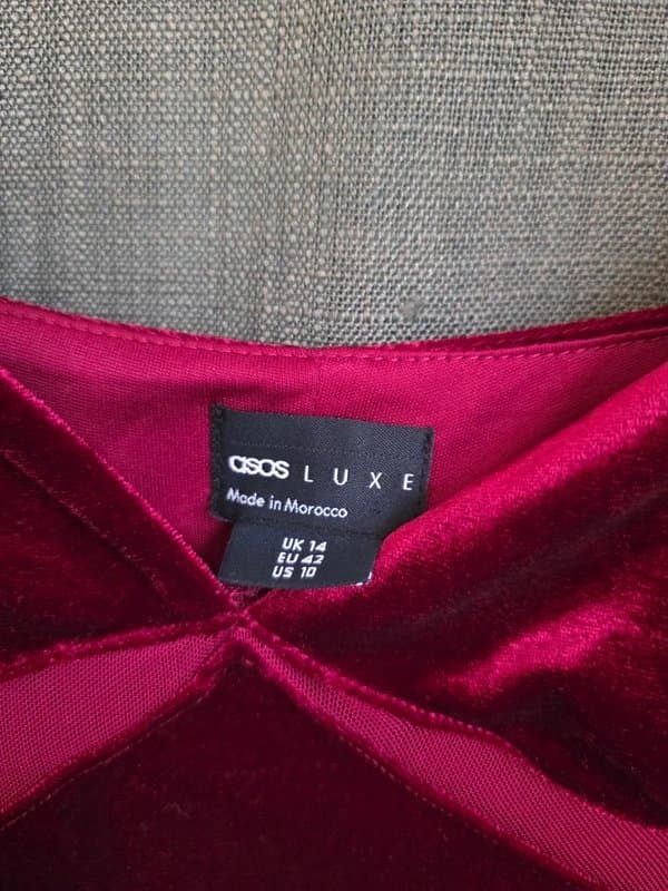 ASOS LUXE Burgundy Velvet Slip Dress – UK 14
