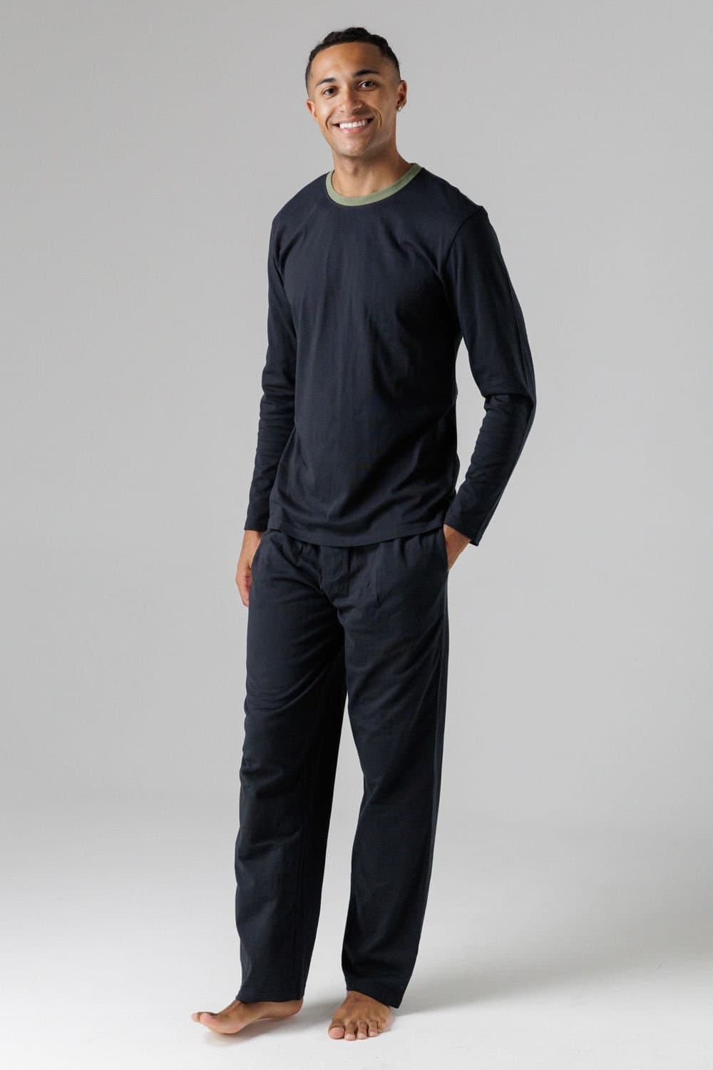 Tokyo Laundry Tokyo Laundry Men's Cotton Crew Neck Pyjama Set in Black