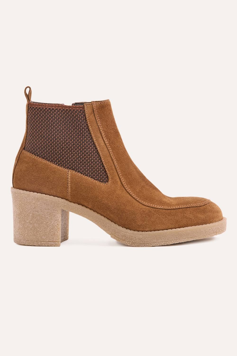 Celtic & Co Celtic & Co Women's Crepe Mid Heel High Ankle Boot in Light Brown - 4