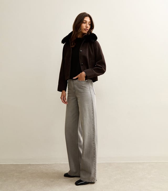 New Look Women's Tall Light Grey High Waist Adalae Wide Leg Jeans New Look - 2