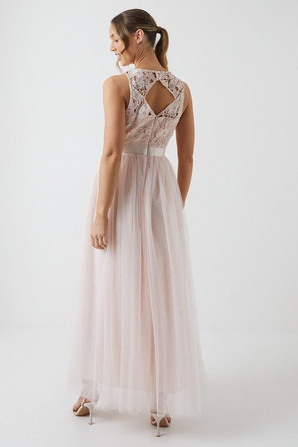 Coast Coast Women's Crochet Lace Two In One Bridesmaid Maxi Dress in Blush - 3