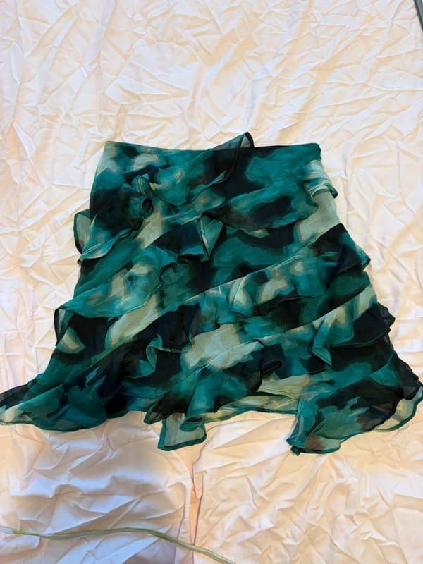 ASOS Design Green chiffon ruffle mini skirt
