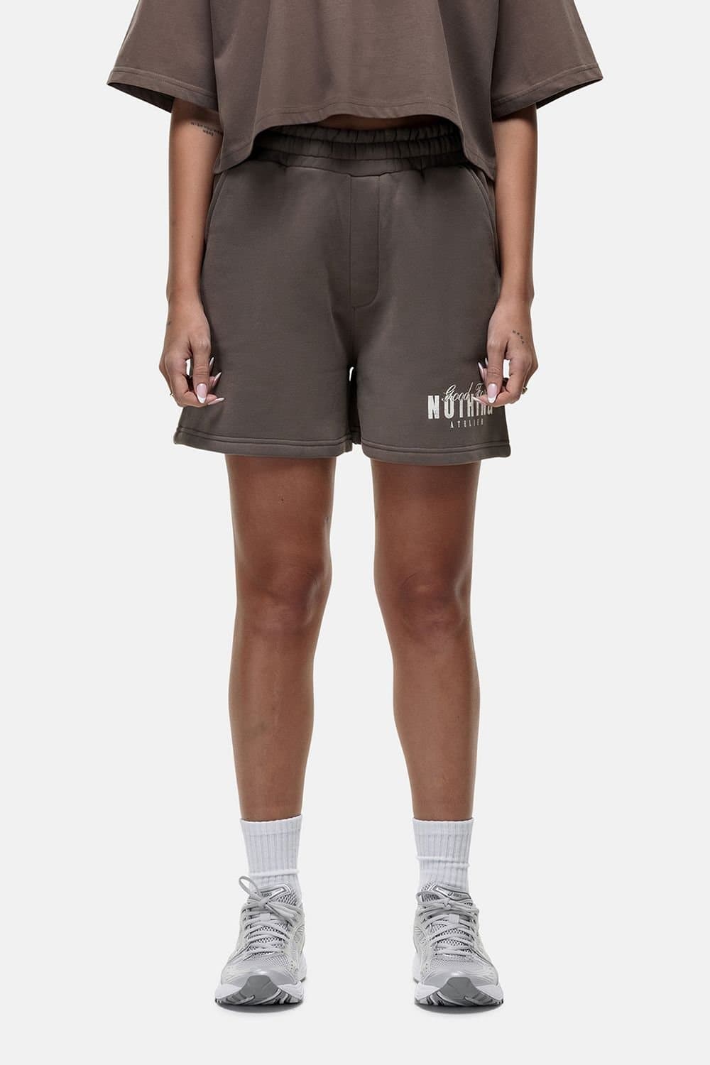 Good For Nothing Good For Nothing Women's Relaxed Fit Jersey Shorts in Taupe