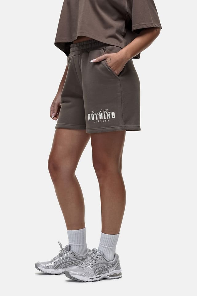 Good For Nothing Good For Nothing Women's Relaxed Fit Jersey Shorts in Taupe - 2