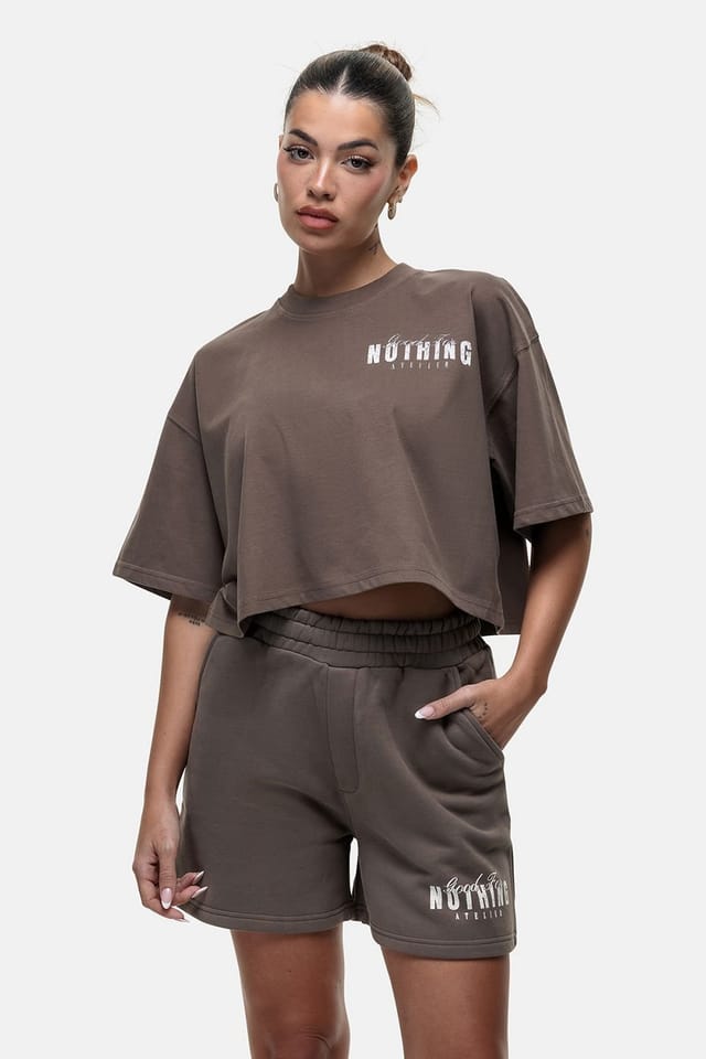 Good For Nothing Good For Nothing Women's Relaxed Fit Jersey Shorts in Taupe - 3