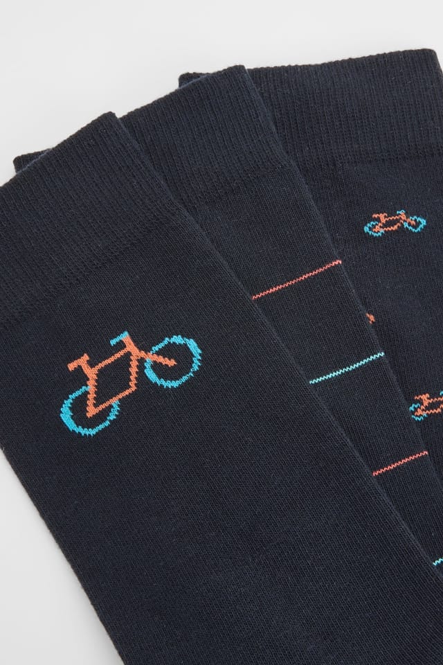 Maine Maine Men's Black 3 Pack Cycling Themed Socks - 2