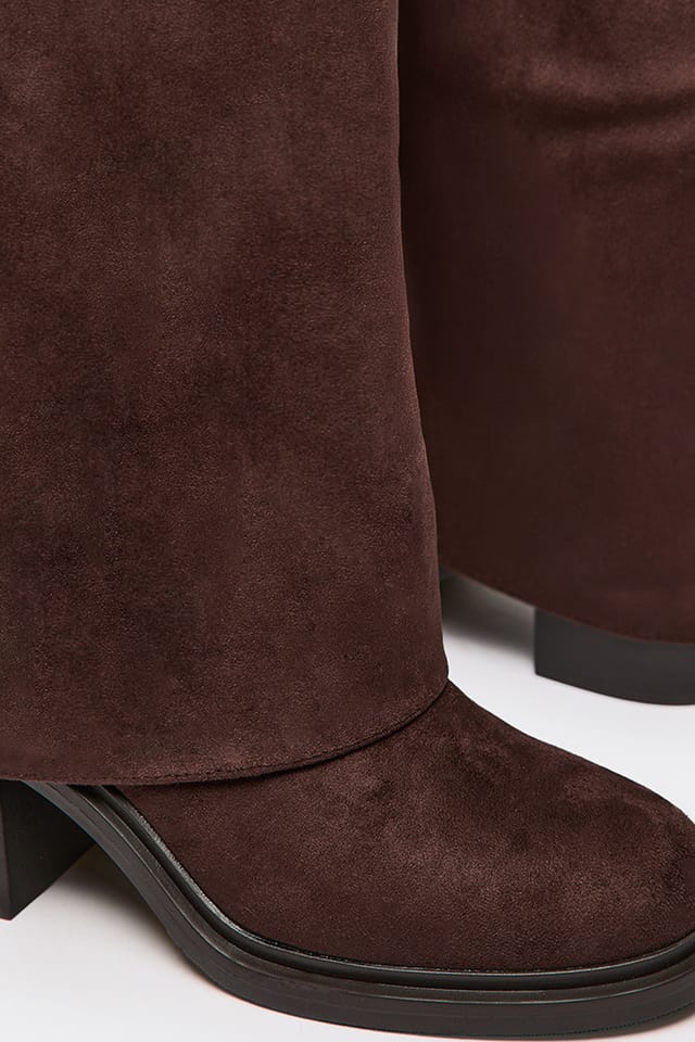 EGO EGO Women's Knee High Faux Suede Chunky Boots in Dark Brown - 3